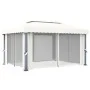 Gazebo with curtain and LED strip of cream aluminum lights 4x3 m by vidaXL, Tents and gazebos - Ref: Foro24-3070353, Price: 5...