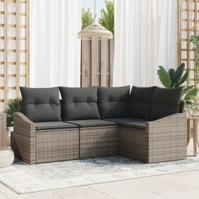 Juego de sofá de jardín de 4 piezas con cojines gris polirratán von , Outdoor-Sofas - Ref: Foro24-3346699, Preis: 286,36 €, R...