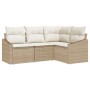 Conjunto de Sofá de Jardín de 4 Piezas con Cojines Beige Poliéster by , Outdoor sofas - Ref: Foro24-3346701, Price: 308,59 €,...