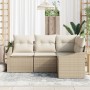 Conjunto de Sofá de Jardín de 4 Piezas con Cojines Beige Poliéster by , Outdoor sofas - Ref: Foro24-3346701, Price: 308,59 €,...
