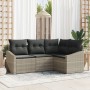 Juego de Sofás de Jardín de 4 Piezas con Cojines de Ratán Polívico Gris Claro von , Outdoor-Sofas - Ref: Foro24-3346702, Prei...