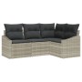 Juego de Sofás de Jardín de 4 Piezas con Cojines de Ratán Polívico Gris Claro von , Outdoor-Sofas - Ref: Foro24-3346702, Prei...