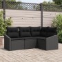 Juego de Sofá de Jardín Conjunto de 4 Negro Ratán, Poliéster, Acero by , Outdoor sofas - Ref: Foro24-3346703, Price: 298,64 €...