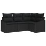 Juego de Sofá de Jardín Conjunto de 4 Negro Ratán, Poliéster, Acero by , Outdoor sofas - Ref: Foro24-3346703, Price: 298,64 €...