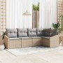Juego de Sofá de Jardín de 5 Piezas con Cojines Beige Ratán Sintético von , Outdoor-Sofas - Ref: Foro24-3346720, Preis: 348,1...