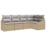 Juego de Sofá de Jardín de 5 Piezas con Cojines Beige Ratán Sintético von , Outdoor-Sofas - Ref: Foro24-3346720, Preis: 348,1...