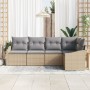 Juego de Sofá de Jardín de 5 Piezas con Cojines Beige Ratán Sintético von , Outdoor-Sofas - Ref: Foro24-3346720, Preis: 348,1...
