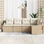 Conjunto de Sofá de Jardín de 5 Piezas con Cojines Beige Ratán von , Outdoor-Sofas - Ref: Foro24-3346721, Preis: 359,21 €, Ra...