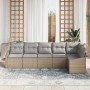 Juego de Sofá de Jardín de 6 Piezas con Cojines Beige de Ratán Sintético by , Outdoor sofas - Ref: Foro24-3346740, Price: 406...