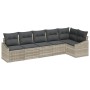 Juego de Sofá de Jardín de 6 Piezas con Cojines Grises Claros de Poliratán by , Outdoor sofas - Ref: Foro24-3346742, Price: 4...