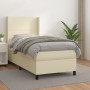 Cama box spring con colchón cuero sintético crema 100x200 cm
