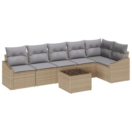 Juego de Sofás de Jardín de 7 Piezas con Cojines Ratán Poliéster Negro by , Outdoor sofas - Ref: Foro24-3346750, Price: 456,8...