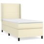 Cama box spring con colchón cuero sintético crema 100x200 cm