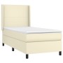 Cama box spring con colchón cuero sintético crema 100x200 cm