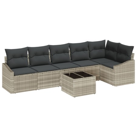 Conjunto de Sofás de Jardín de 7 Piezas con Cojines Gris Poliratán de , Sofás de exterior - Ref: Foro24-3346752, Precio: 480,...
