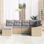 Juego de sofá de jardín de 6 piezas con cojines Beige Ratán sintético by , Outdoor sofas - Ref: Foro24-3346790, Price: 384,94...