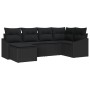 Juego de Sofá de Jardín de 6 Piezas con Cojines Negro Ratán Poliéster von , Outdoor-Sofas - Ref: Foro24-3346793, Preis: 392,6...