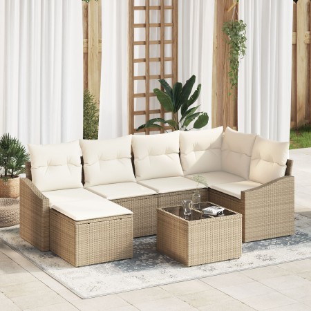 Juego de Sofá de Jardán de 7 Piezas con Cojines Marrón Ratán Poliéster von , Outdoor-Sofas - Ref: Foro24-3346801, Preis: 455,...