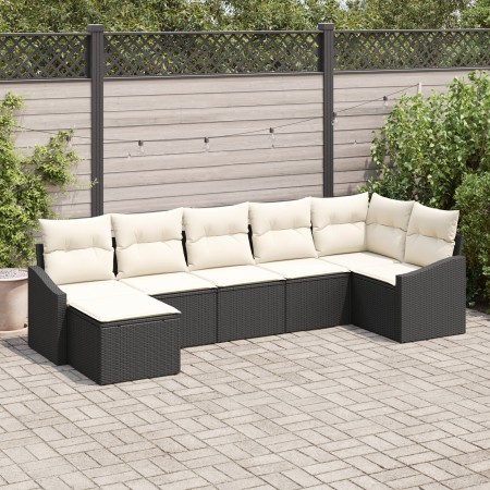 Juego de Sofá de Jardín de 7 Piezas con Cojines Negros de Ratán Sintético von , Outdoor-Sofas - Ref: Foro24-3346807, Preis: 4...