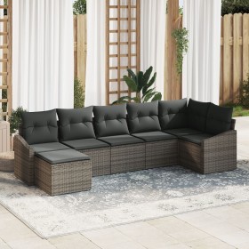 Juego de sofá de jardín de 7 piezas con cojines de ratán sintético gris by , Outdoor sofas - Ref: Foro24-3346809, Price: 436,...