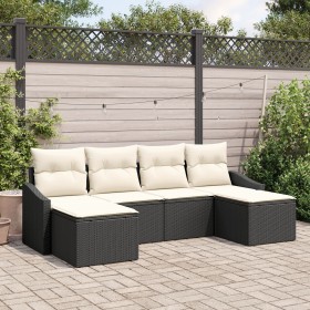 Juego de Sofás de Jardín de 6 Piezas con Cojines Negro de Ratán Sintético by , Outdoor sofas - Ref: Foro24-3346827, Price: 33...