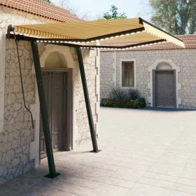 Manual retractable awning with yellow and white LED 3.5x2.5 m by vidaXL, Awnings - Ref: Foro24-3070123, Price: 505,71 €, Disc...
