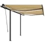 Manual retractable awning with yellow and white LED 3.5x2.5 m by vidaXL, Awnings - Ref: Foro24-3070123, Price: 505,71 €, Disc...