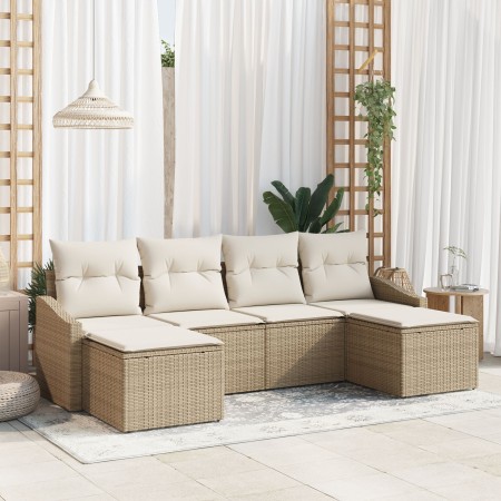 Juego de Sofá de Jardín de 6 piezas con cojines Beige Polirratán by , Outdoor sofas - Ref: Foro24-3346831, Price: 360,91 €, D...