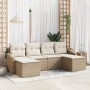 Juego de Sofá de Jardín de 6 piezas con cojines Beige Polirratán by , Outdoor sofas - Ref: Foro24-3346831, Price: 360,91 €, D...
