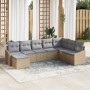 Conjunto de Sofá de Jardín de 8 Piezas con Cojines Beige de Ratán Poliéster by , Outdoor sofas - Ref: Foro24-3346840, Price: ...