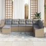 Conjunto de Sofá de Jardín de 8 Piezas con Cojines Beige de Ratán Poliéster by , Outdoor sofas - Ref: Foro24-3346840, Price: ...