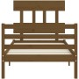 Estructura cama con cabecero madera maciza marrón miel 90x200cm