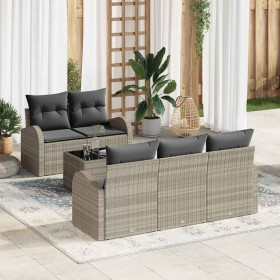 Conjunto de sofá de jardín 6 pcs Gris claro 55 x 55 x 37 cm