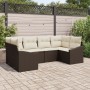 Set de Sofá de Jardín de 6 Piezas con Cojines Marrón Poliratán by , Outdoor sofas - Ref: Foro24-3346858, Price: 404,90 €, Dis...