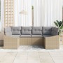 Juego de Sofá de Jardín de 6 Piezas con Cojines Ratán Poli Beige by , Outdoor sofas - Ref: Foro24-3346860, Price: 406,85 €, D...
