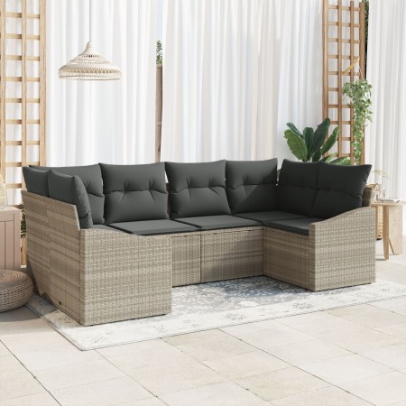 Juego de Sofás de Jardín de 6 Piezas con Cojines Gris Claro Ratán Sintético by , Outdoor sofas - Ref: Foro24-3346862, Price: ...