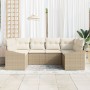 Conjunto de Sofás de Jardín de 6 Piezas con Cojines Beige de Ratán Polivalente von , Outdoor-Sofas - Ref: Foro24-3346861, Pre...