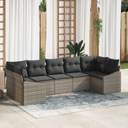 Set de sofá de jardín de 7 piezas con cojines Gris Poliratán von , Outdoor-Sofas - Ref: Foro24-3346869, Preis: 454,57 €, Raba...