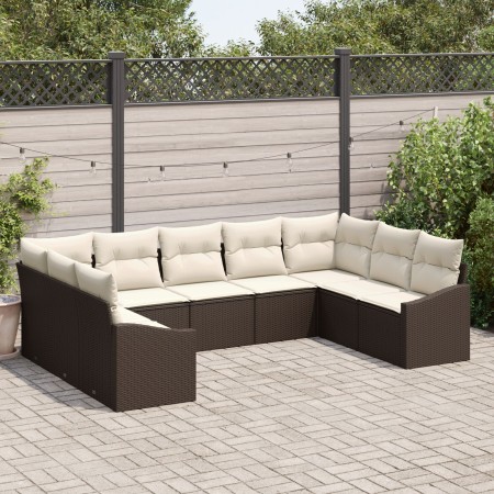 Conjunto de Sofá de Jardín de 9 Piezas con Cojines Marrón Poliratán von , Outdoor-Sofas - Ref: Foro24-3346878, Preis: 586,04 ...