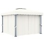 Cenador con cortina y tira de luces LED aluminio crema 3x3 m de vidaXL, Carpas y cenadores - Ref: Foro24-3070345, Precio: 462...