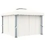 Gazebo with curtain and LED strip of cream aluminum lights 3x3 m by vidaXL, Tents and gazebos - Ref: Foro24-3070345, Price: 4...