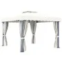 Gazebo with curtain and LED strip of cream aluminum lights 3x3 m by vidaXL, Tents and gazebos - Ref: Foro24-3070345, Price: 4...