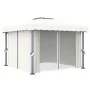 Gazebo with curtain and LED strip of cream aluminum lights 3x3 m by vidaXL, Tents and gazebos - Ref: Foro24-3070345, Price: 4...