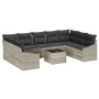 Conjunto de Sofás de Jardín de 10 Piezas con Cojines Gris Ratán Polietileno von , Outdoor-Sofas - Ref: Foro24-3346892, Preis:...
