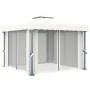 Gazebo with curtain and LED strip of cream aluminum lights 3x3 m by vidaXL, Tents and gazebos - Ref: Foro24-3070345, Price: 4...