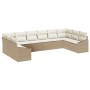 Juego de Sofá de Jardín de 10 Piezas con Cojines Beige Ratán PE by , Outdoor sofas - Ref: Foro24-3346901, Price: 649,17 €, Di...