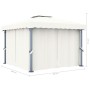 Gazebo with curtain and LED strip of cream aluminum lights 3x3 m by vidaXL, Tents and gazebos - Ref: Foro24-3070345, Price: 4...