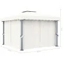 Gazebo with curtain and LED strip of cream aluminum lights 3x3 m by vidaXL, Tents and gazebos - Ref: Foro24-3070345, Price: 4...