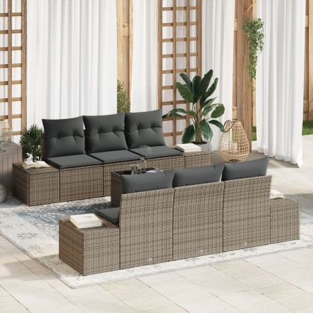 Juego de Sofá para Jardín de 7 Piezas con Cojines Gris Poliratán von , Outdoor-Sofas - Ref: Foro24-3346949, Preis: 519,36 €, ...