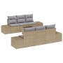 Set de sofá de jardín de 7 piezas con cojines Beige Ratán de poliéster by , Outdoor sofas - Ref: Foro24-3346950, Price: 528,9...